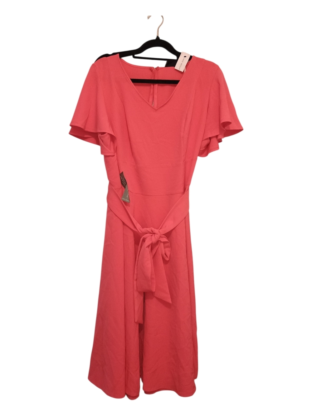 Lane Bryant Coral Flutter-Sleeve Midi Dress with Tie Waist